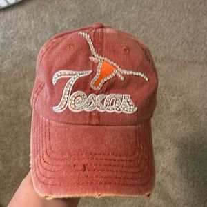 Texas rhinestone baseball hat dark orange